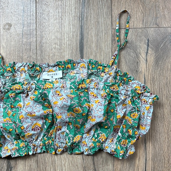 Rhode Skin Tops Rhode X Target Floral Crop Top Women’s XL Green Yellow Elastic - Picture 6 of 11